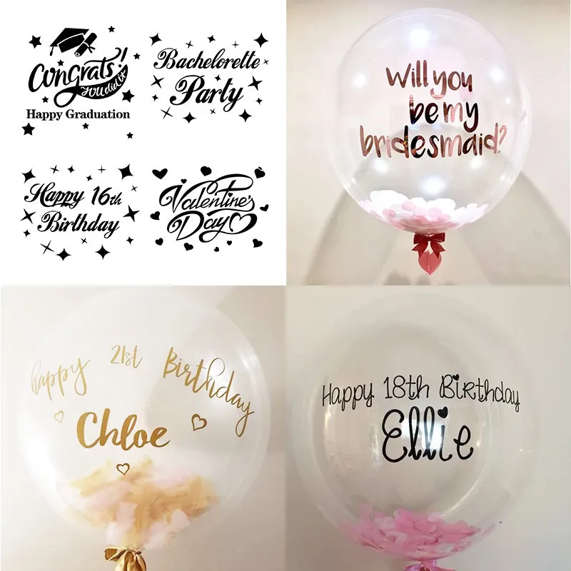 

10 Customized Personalized Stickers Valentine's Day Baby Shower Decor DIY Name Helium Balloons for 18 24inch bubble balloon