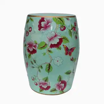 

Hand painting of flowers and ceramic porcelain drum stool Archaize stool