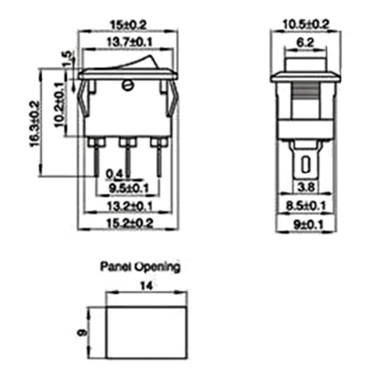 10 шт./лот 15*10 2 Pin KCD1 250V 3A переключатель лодки красный черный оснастки SPST вкл. Рокер