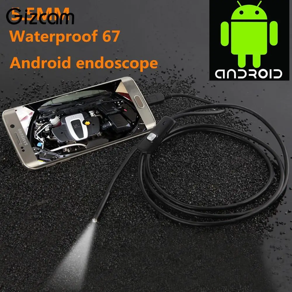 Gizcam Android Phone Micro USB Endoscope Camera 5.5mm Lens 6 LED