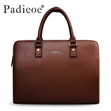 Padieoe мужской портфель из коровьей кожи, винтажная сумка для ноутбука, деловая Мужская Ретро кожаная сумка-мессенджер, повседневная сумка для мужчин