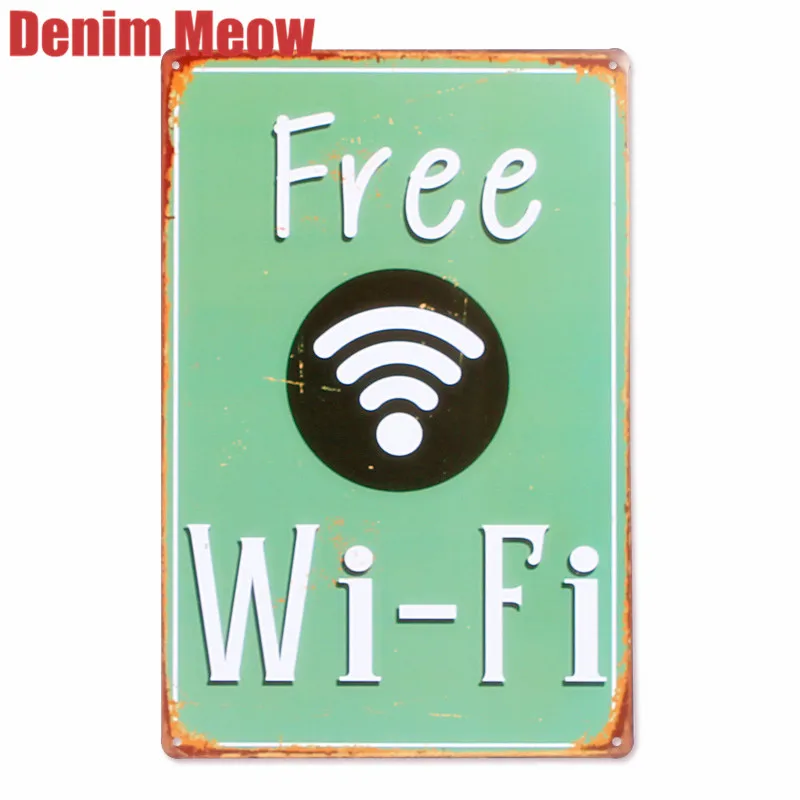 Free WIFI Shabby Chic Home Bar Cafe Vintage Wall Decor Art Metal Tin Signs Pub Tavern Retro Decorative Plates Metal Poster A755 - Image 2