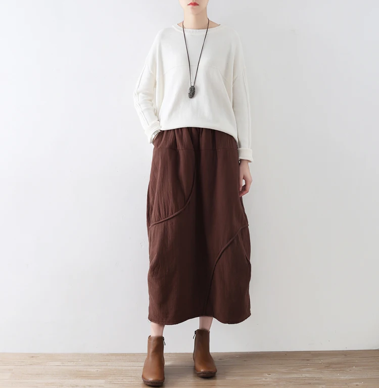 

2017 EUROPE Women Warm skirt Casual Vintage Skirts High Waist Work Wear Midi big pendulum umbrella Cotton Winter Skirts