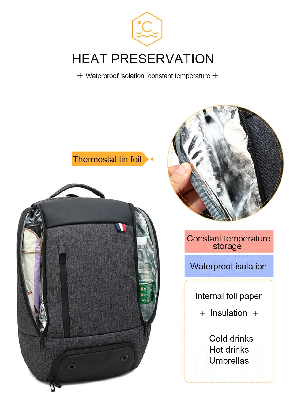 15.6 Inch Laptop Backpack Bag Mens Women Travel Bags Keep Cool Warm Large Capacity Men's Business Backpacks Men Female Smart Bag (5)