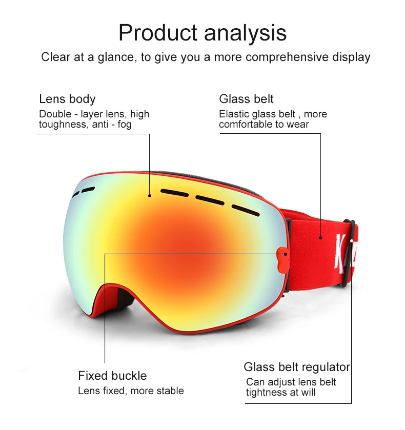 KUTOOK лыжные очки двухслойные сноуборд лыжные очки зимние ветрозащитные снежные очки UV400 защита Лыжная маска очки для снегохода