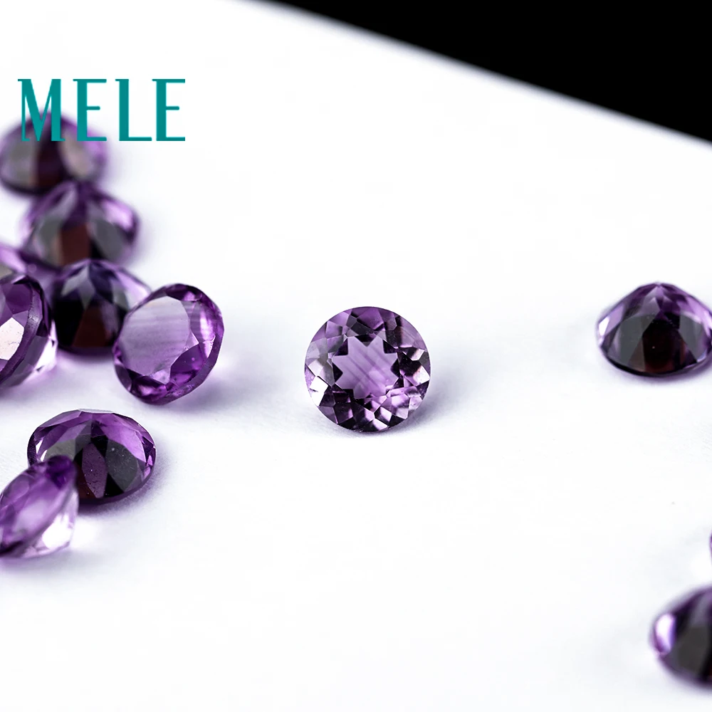 Top quality Brazil natural amethyst,7mm 1.2ct round brilliant cut gemstone for jewelry making,DIY loose stone