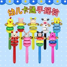 Buy baby Wooden toys Rattles Cartoon Baby Handbell Kindergarten Crib Toy Baby Education Toys brinquedo infantil Colorful Newborn toy Free Shipping