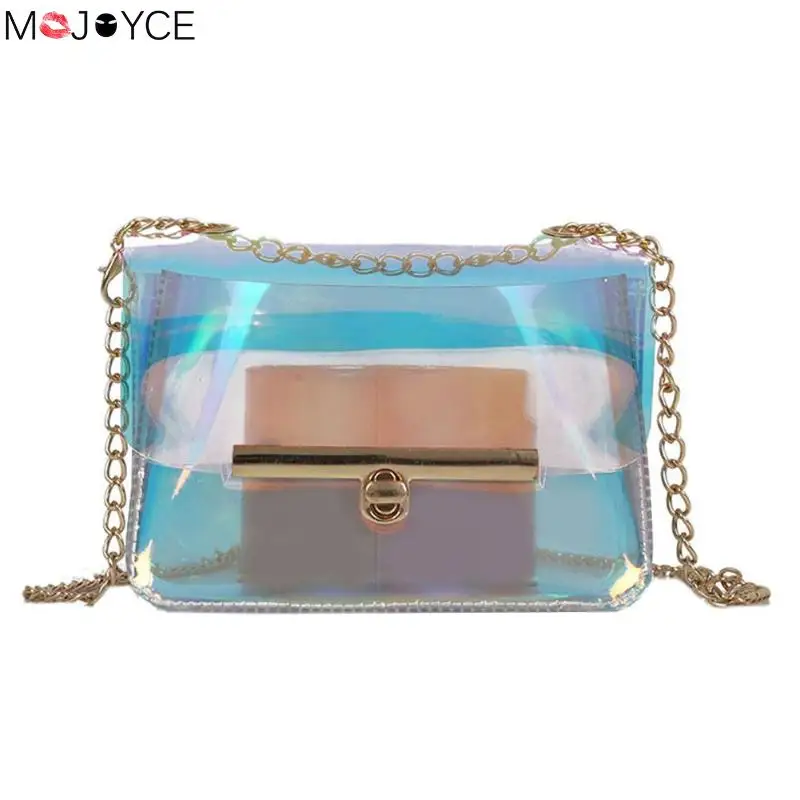 

Women Transparent Handbags Small Crossbody Messenger Bags Chain Laser Shoulder Bags Feminina Crossbody bag Bolsas