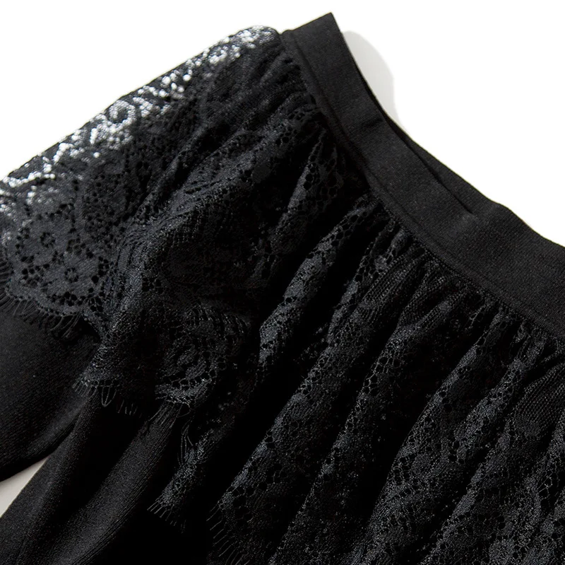 Solid lace elastic knit patchwork slash neck slim pullovers sweater 2018 new flare sleeve off shoulder women autumn sweater