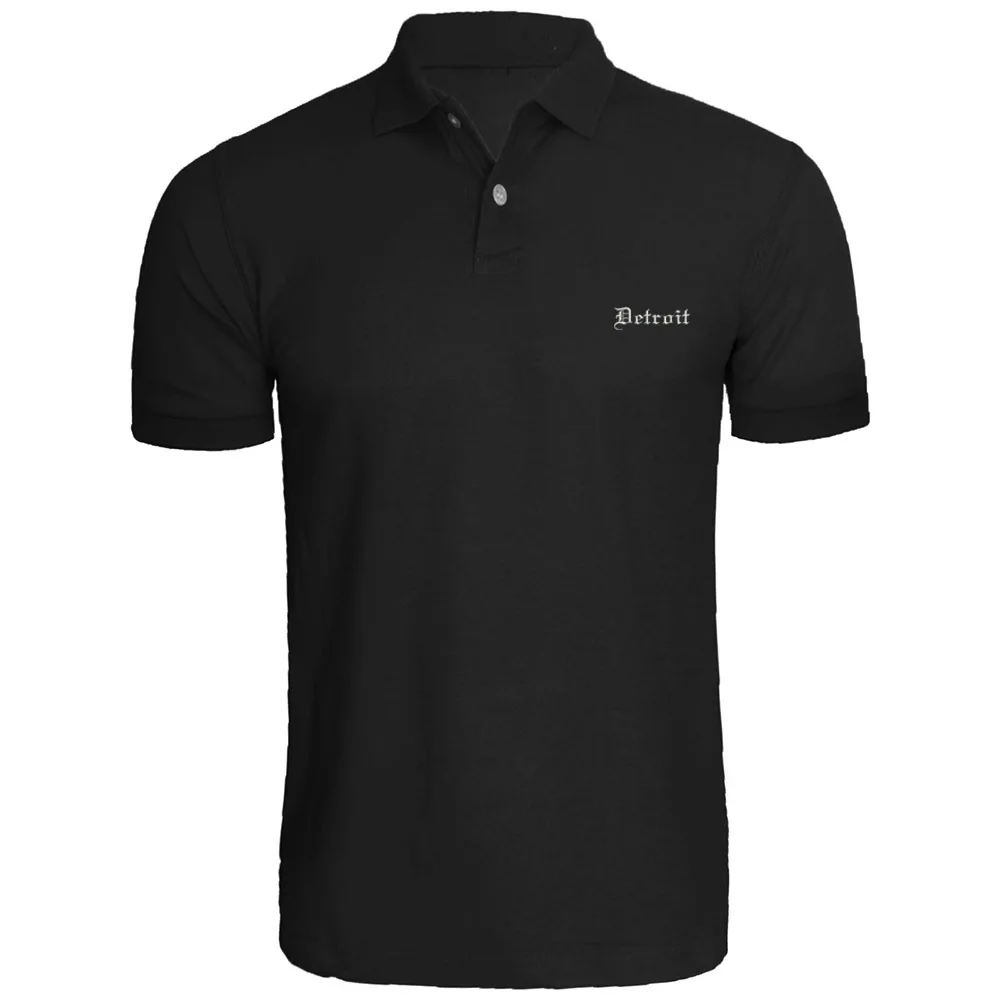 Mens DETROIT GOTHIC FONT Embroidered Polo ShirtsPolo AliExpress