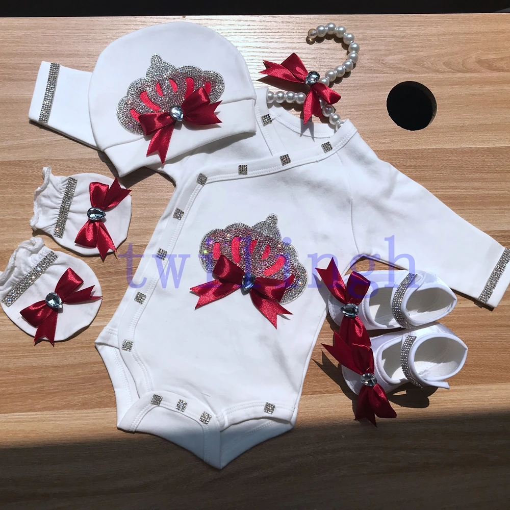 

Twilingh Rhinestone Crown Patch Baby jumpsuit Clothes Patches Rhinestone Crystal Applique For NewBorn Crown Baby'Sets Clothing