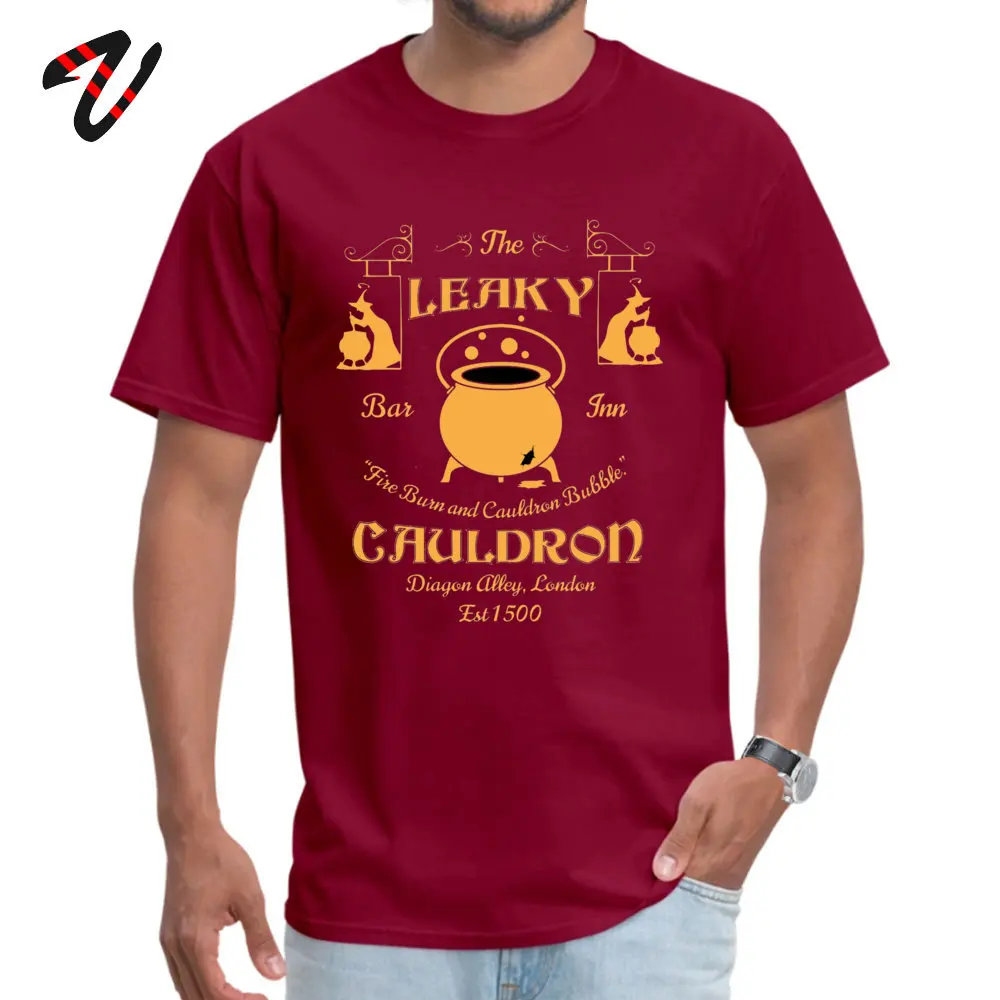 Round Neck Leaky Cauldron Bar and Inn 100% Cotton Fabric Mens T-shirts Classic Tops Shirt High Quality Tops Shirts Short Sleeve Leaky Cauldron Bar and Inn16878 maroon