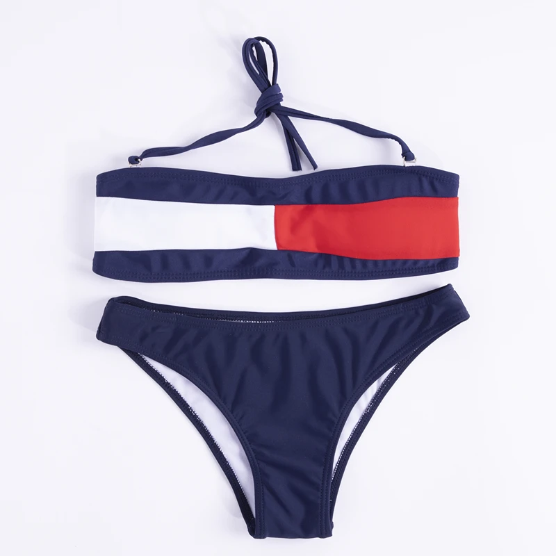 

2019 HOT Red Letter Bikini Set Women SEXY Print Cut out Top + Bottom Summer Beach Swimsuit Push up Beachwear Female Bathing Suit