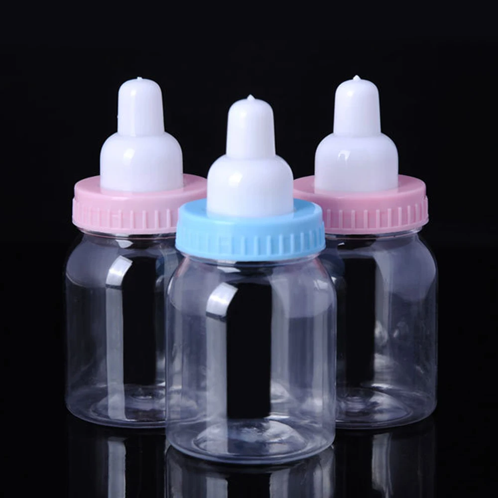 

12pcs/Lot Cute Milk Bottle Candy Box Baby Shower Gift Storage Bottle Boy Girl Baptism Christening Brithday Party Favors