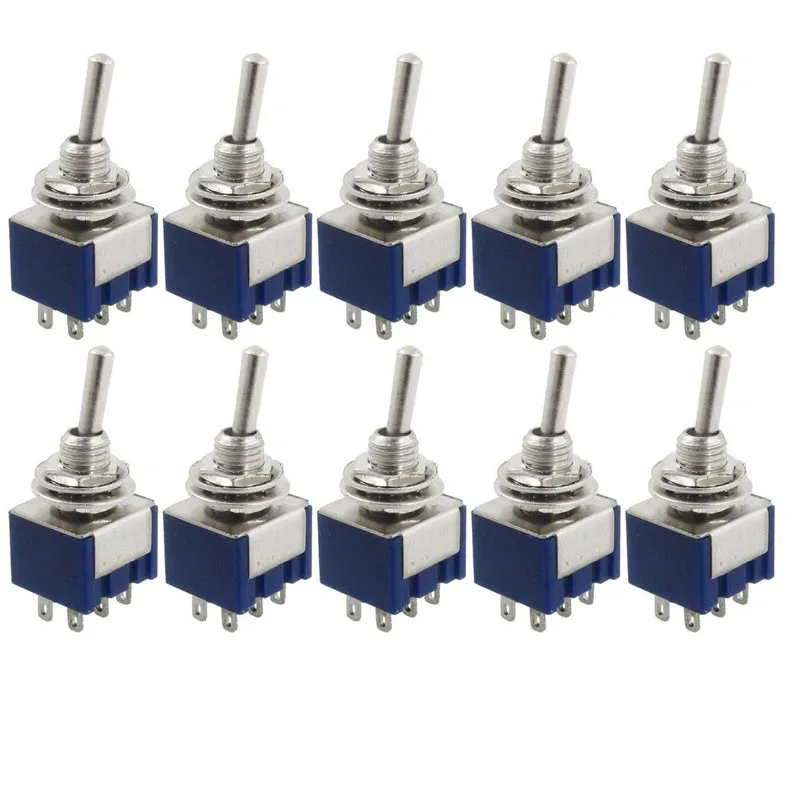 

NEW 10 Pcs AC 125V 6A Amps ON/ON 2 Position DPDT Toggle Switch --M25