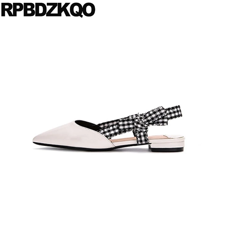 Chic Sandals Cute Women Dress Shoes Designer White Summer Bow Plaid Slingback Pointed Toe Patent Leather Black Flats Japanese Chic Sandals Cute Women Dress Shoes Designer White Summer Bow Plaid Slingback Pointed Toe Patent Leather Black Flats Japanese