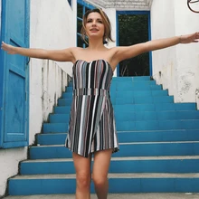 Wholesale 2019 Summer Off The Shoulder Backless Fashion Stripe Sexy Ladies Jumpsuit Wholesale 2019 Summer Off The Shoulder Backless Fashion Stripe Sexy Ladies Jumpsuit
