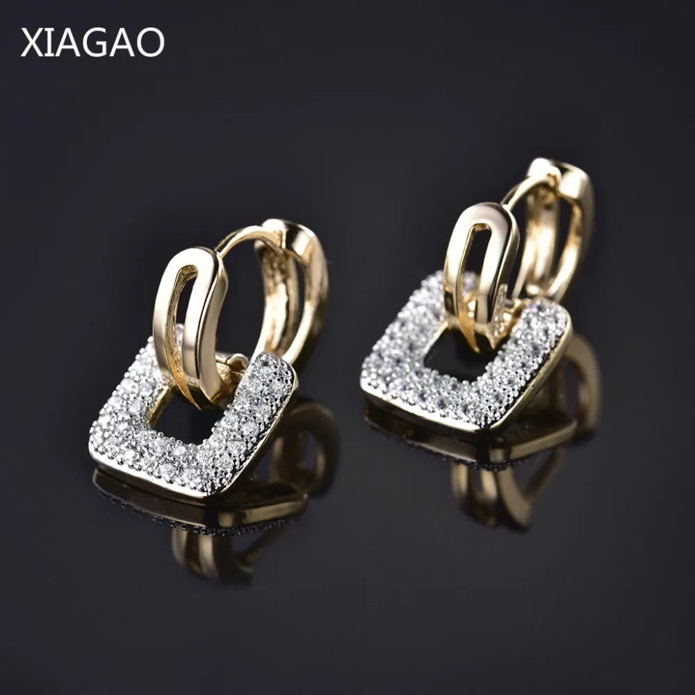 Женские серьги-кольца XIAGAO в форме монеты квадратные уникальные ювелирные