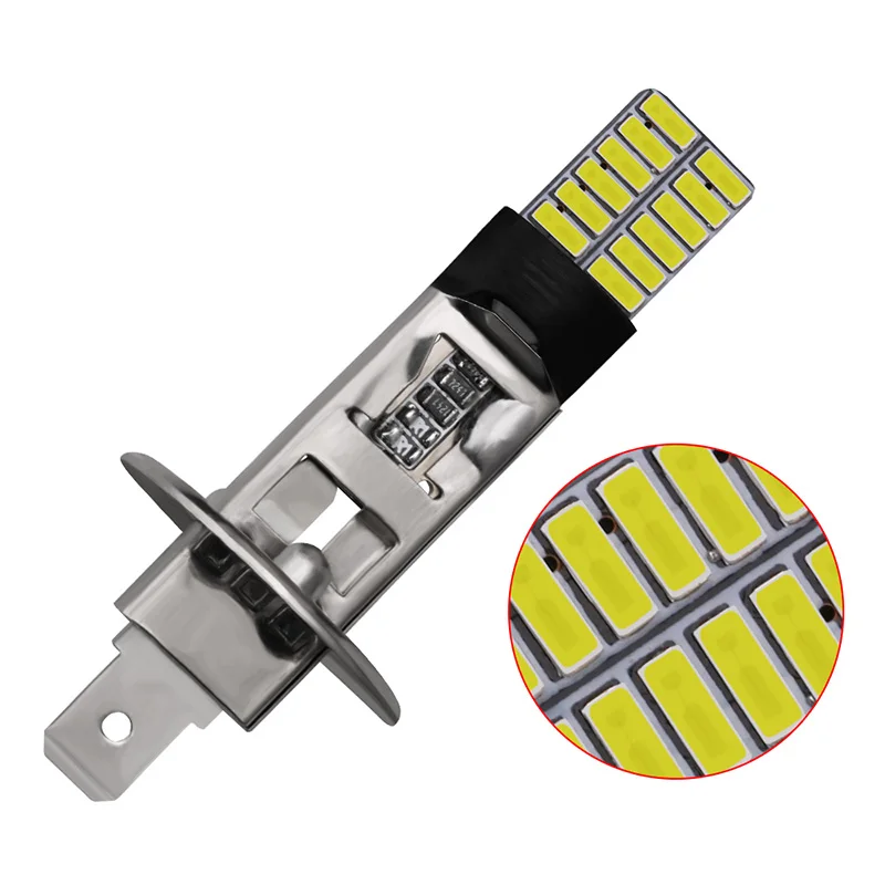 CARBINS 2X H1 H3 светодиодный ламп супер яркий 4014 24SMD Противотуманные фары автомобиля 12V 6000K белая дневные ходовые лампы Nebbia автомобильный сигнал светодиодный