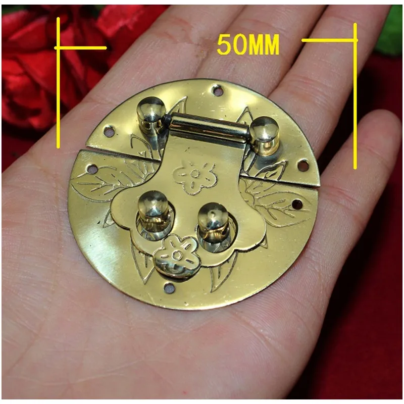 Yellow Brass Box Suitcase Round Latch Buckles,Flower Wooden Box Lock
