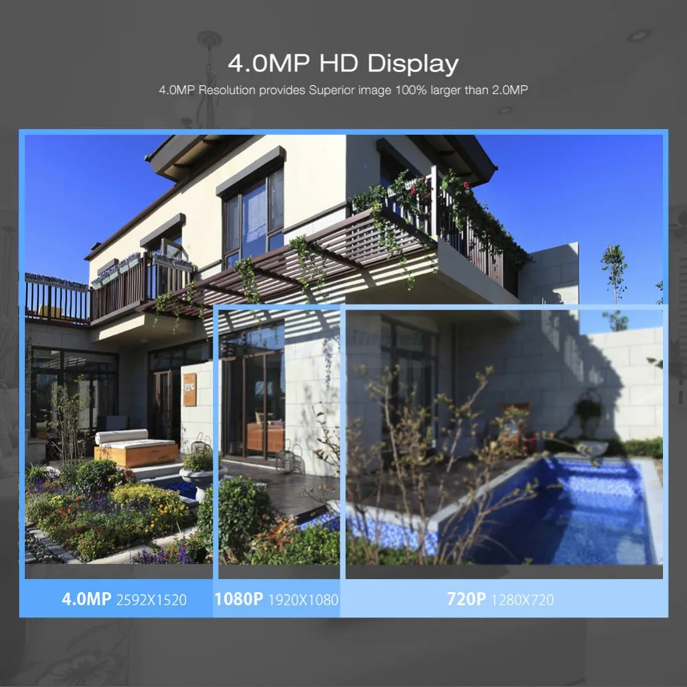 HD H.265 4.0MP POE Security Camera CCTV System 4CH / 8CH NVR With 2592*1520 IP Camera Outdoor Day/N