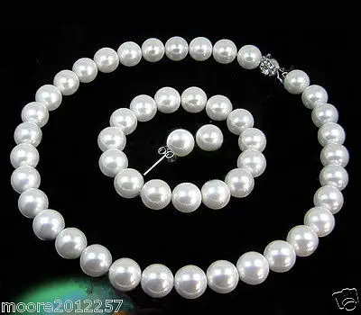 

Free Shipping >> GENUINE HUGE AAA+ 10-11MM ROUND WHITE PEARL NECKLACE BRACELE EARRINGS VOGUE SETS