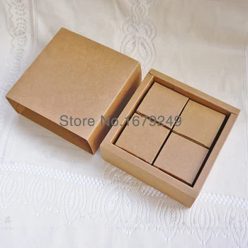 

Set Boxes 12*12*5.6CM Kraft paper drawer box/Tea/gift/Handmade soap/food boxes packing box 50pcs/lot free shipping