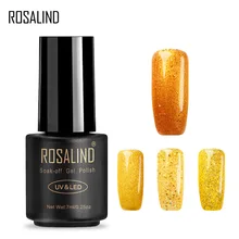 ROSALIND гель 1S 7 мл желтый цвет, бриллиантовый блеск блестящий Гель-лак для ногтей Топ основа праймер Маникюр Лечение ногтей гель лак Замачивание