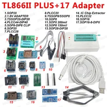 XGECU TL866II плюс универсальный программатор+ 17 адаптеров+ SOP8 IC клип Высокая скорость TL866 Flash EPROM программатор