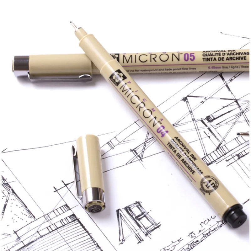 Pigma Micron Sakura Graphic Design Marker Pen Finliner 005 01 02 03 04 05  08 Pen Brush Fine Point Mapping Art Markers - AliExpress