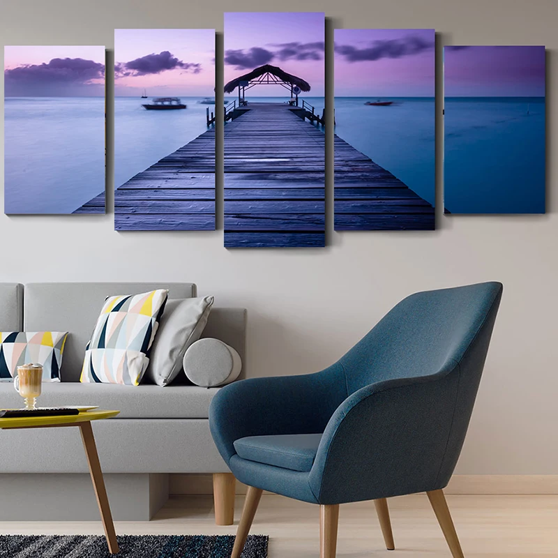 

Nordic Style 5 Pieces Purple Landscape Canvas Painting Posters Prints Modern Home Decor Art Wall Pictures For Living Room ZY443