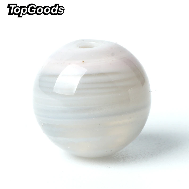 

TopGoods Natural Grey Striped Agate Beads Carnelian Gemstone Loose Onyx Stone Beads 15" For DIY Birthstone Jewelry Making