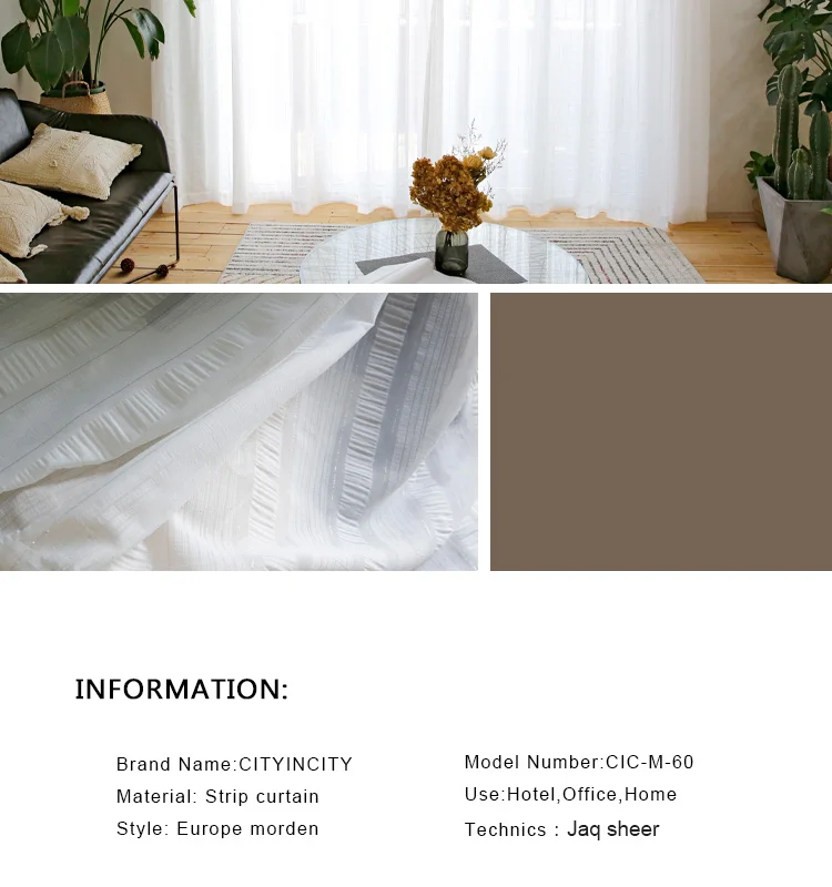 CITYINCITY Tulle kitchen Curtains for living room bedroom Jacquard home decor silver yard sheer luxury white curtain for room 03