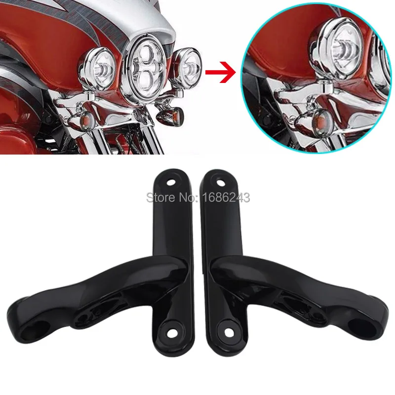 Pair Black Auxiliary Head Lighting Bracket Kits Fits For Harley Electra
