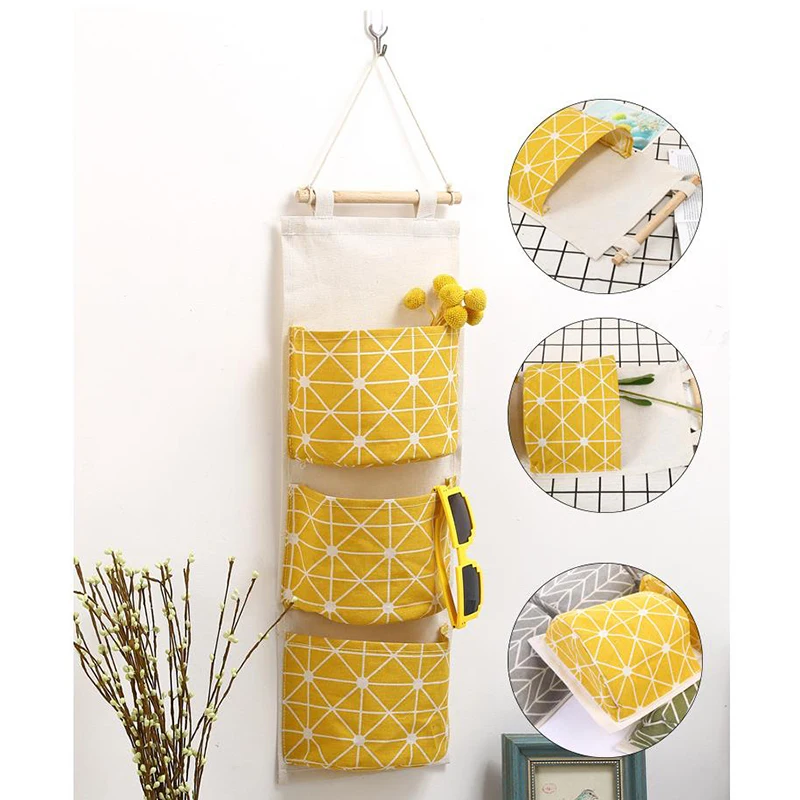 

LASPERAL Multilayer 3 Pockets Hanging Organizer Kitchen Bathroom Home Storage Bag Wall Door Wardrobe Hanging Baskets