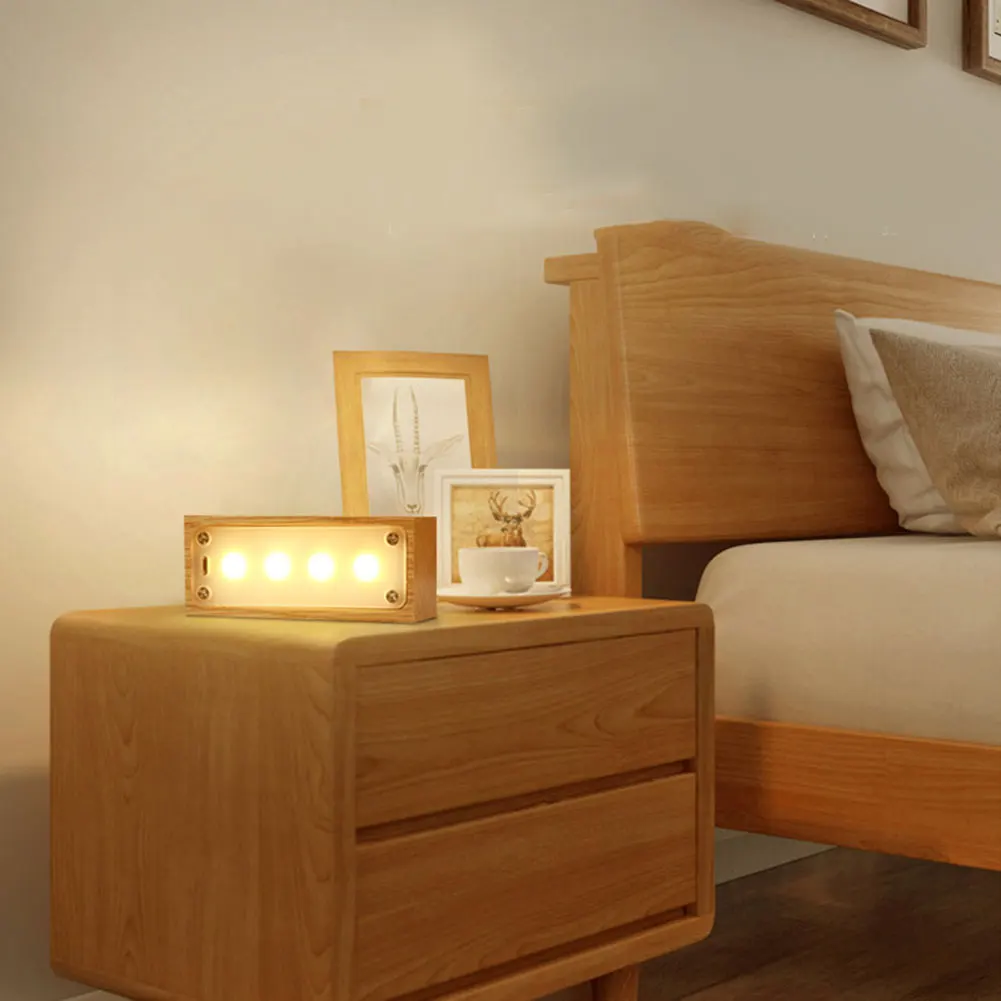

LED Wooden Night Light USB Charging Touches Control Desk Table Light LKS99