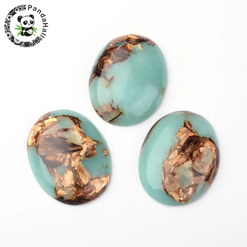 

Oval Gold Copper Stone & Regalite Cabochons, Dyed, Colorful, 40x30x7.5~8.5mm