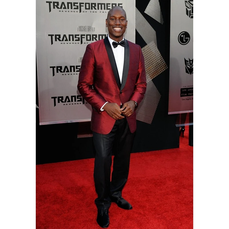

Custom Made Burgundy Suits Black Satin Shawl Lapel Men Suits Jacket Slim Fit 2 Piece Groom Tuxedos Prom Blazer(Jacket+Pants)