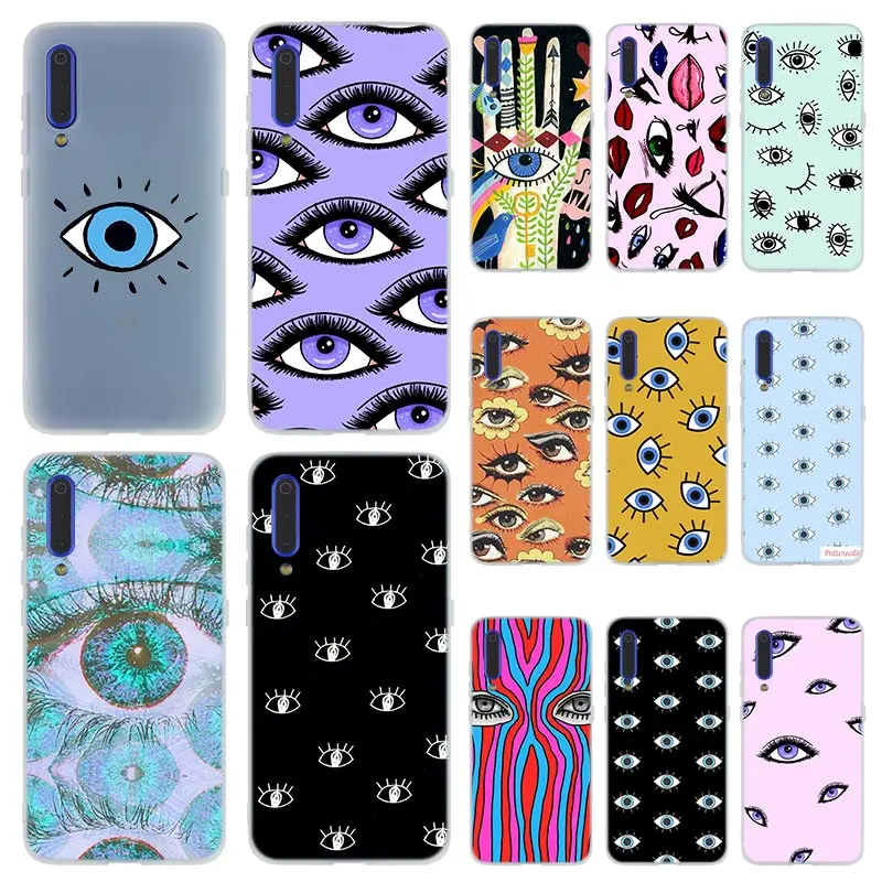 

MLLSE Phone Case for Xiaomi cc9 MI 9 8 A2 Lite SE A1 pocophone f1 6 6X 5X MAX 3 MIX 2S Cover Mi9 Mi8 gold foil evil eye in blush