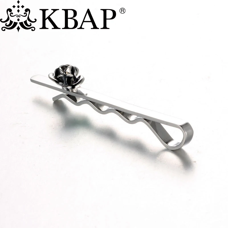 Mens Fashion Neck Tie Bar Clip Rose Flower Designer Necktie Clips Pins