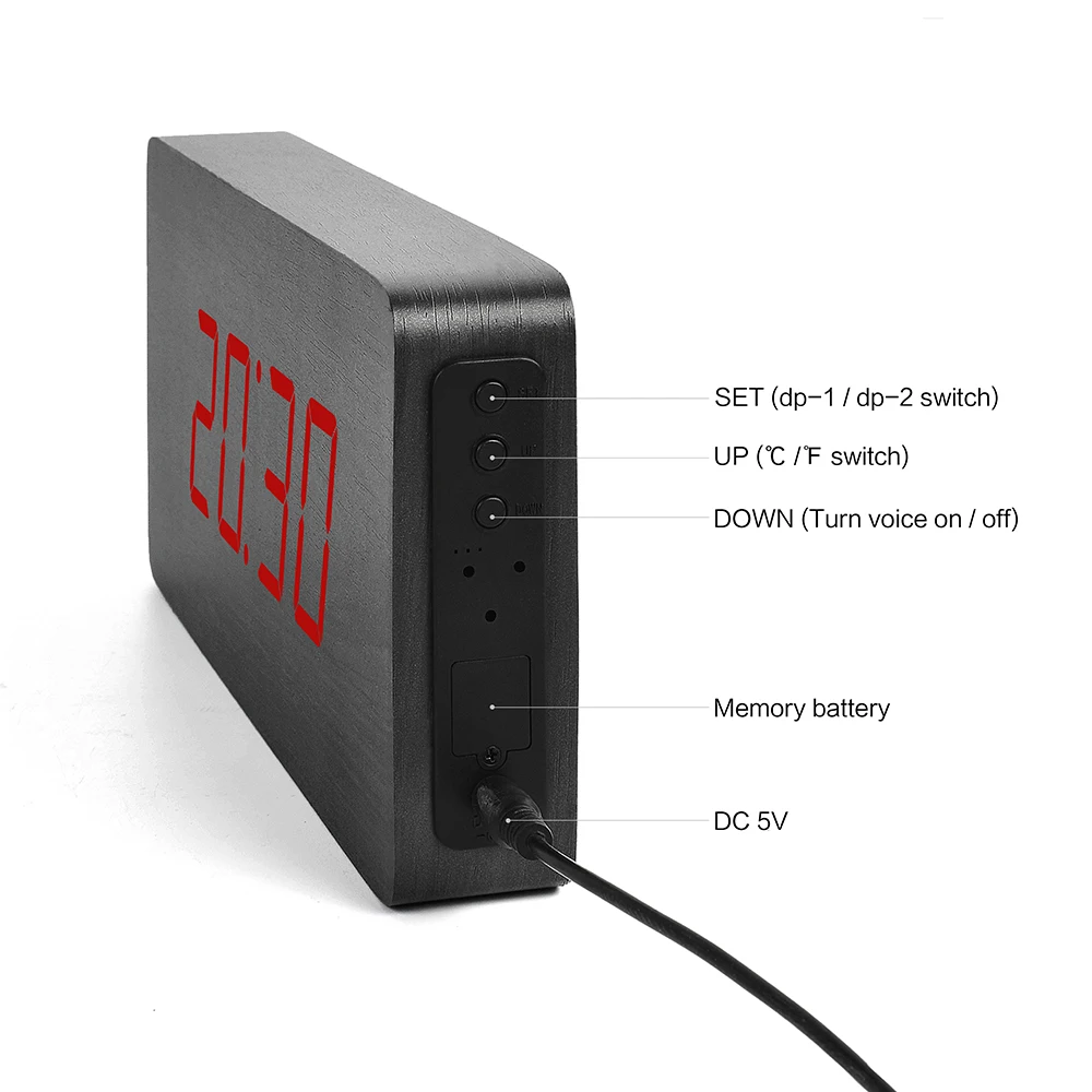 Skup Zegar ścienny FiBiSnonic nowoczesny Design LED cyfrowa ściana zegarek kalendarz temperatura Home Decor zegary Nixie