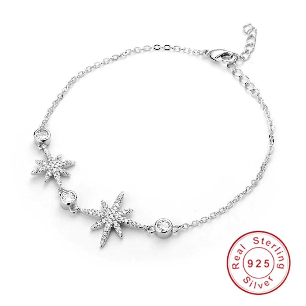 

Luxury SONA CZ stone star Bracelet Wedding Jewelry for Women Lovely girl Gift Brand 100% Solid 925 Sterling Silver Bangle