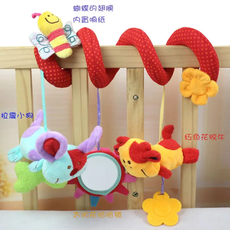 Детские плюшевые погремушки игрушки на кроватку коляска спиральный подвесной мобильный младенческая кровать животное Подарочная музыкальная игрушка для новорожденных детей 0-12 месяцев