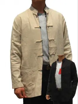 

Beige Black Men's Linen Two-face Coat Vintage Reversible Jacket Wu Shu Clothing Dropshipping Size S M L XL XXL XXXL 2973