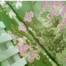 75 см* 100 см парча ткань костюм платье-Чонсам Пион цветок парчовая ткань зеленый фон розовый цветок платье ткань