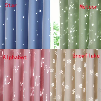 

High Blackout Hollow Curtain Star Double Curtain For Princess Room Children Baby Room Curtain Home Decor