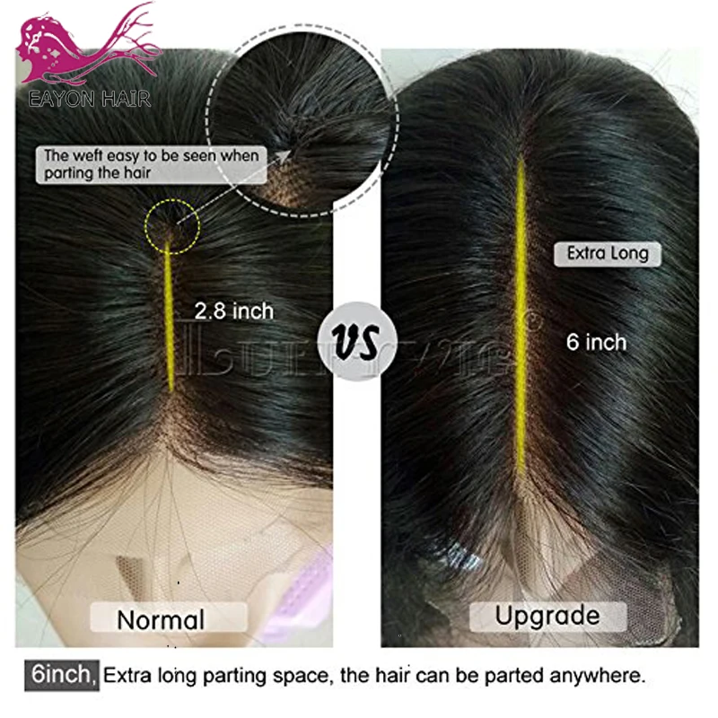 EAYON 13x6 волнистые синтетические волосы на фронте человеческие парики для женщин натуральные черные перуанские Remy человеческие волосы предварительно сорванные с детскими волосами