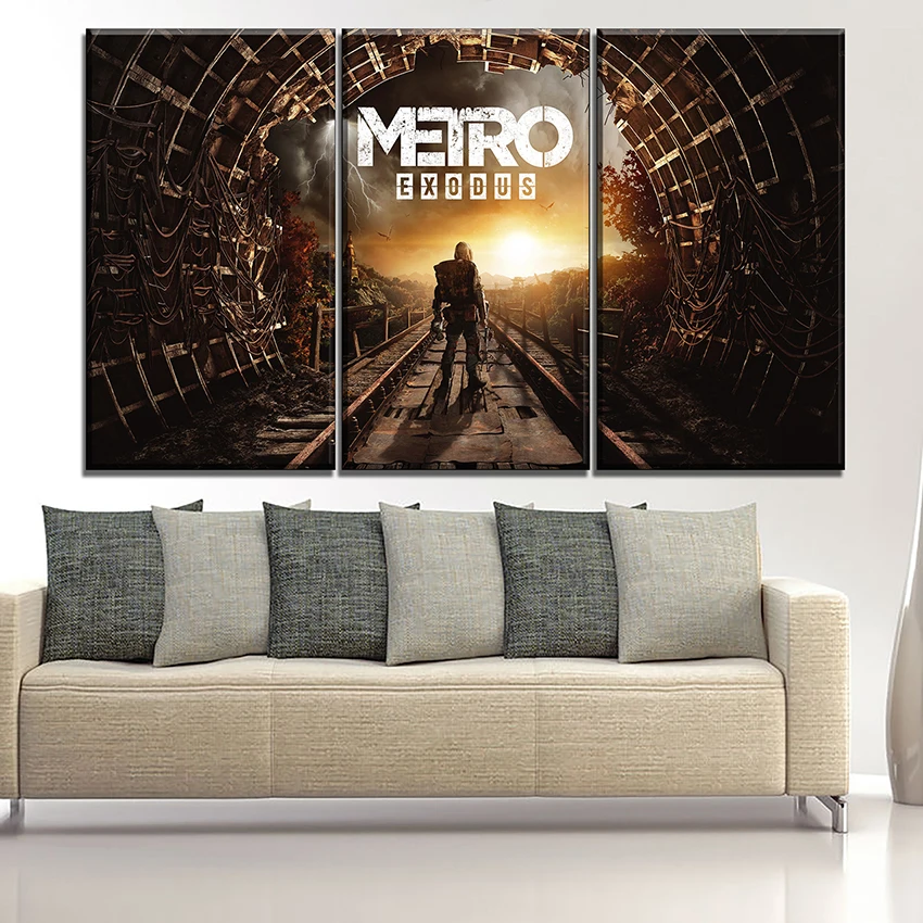 

Canvas Printing Type Style Modular Picture 5 Pieces Game Metro Exodus Poster For Modern Living Room Home Decorative Wall Art