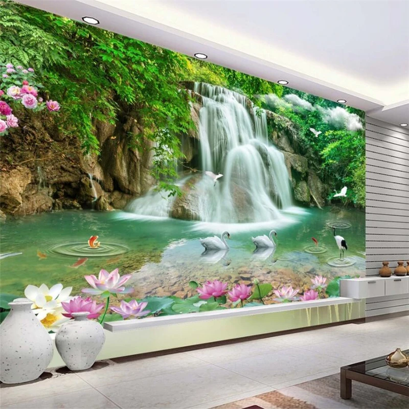Beibehang カスタム 3d 壁紙三次元風景滝の風景 3d 壁紙壁の装飾絵画 3d Wallpaper Custom 3d Wallpapercustom 3d Aliexpress