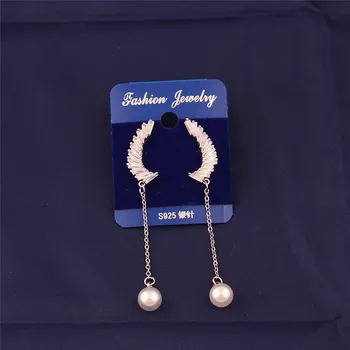 

Fashion In 2018 Women Earrings Archangel Wing And Fashion Beads Tanabata Festival Present Copper Dropshipping
